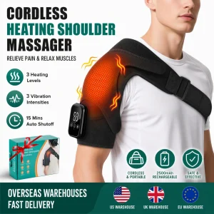 Electric Heated Shoulder Massager With 3 Heat Levels 3 Vibration Modes, Rechargeable